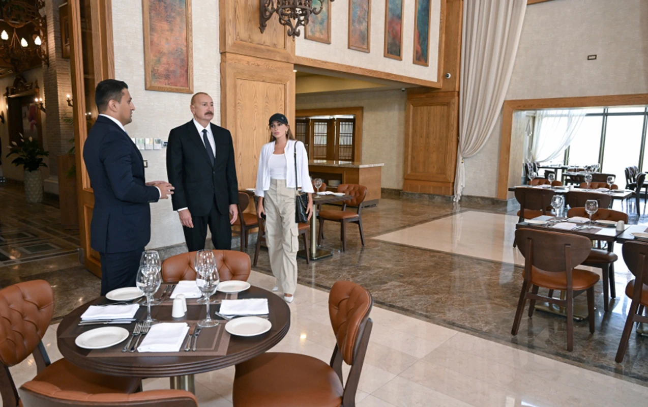 Prezidentlə xanımı Şamaxıda daha bir hotel açılışında
