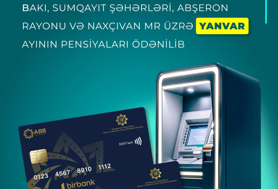 Bakı, Sumqayıt şəhərləri, Abşeron rayonu və Naxçıvan MR üzrə yanvar ayının pensiyaları ödənilib